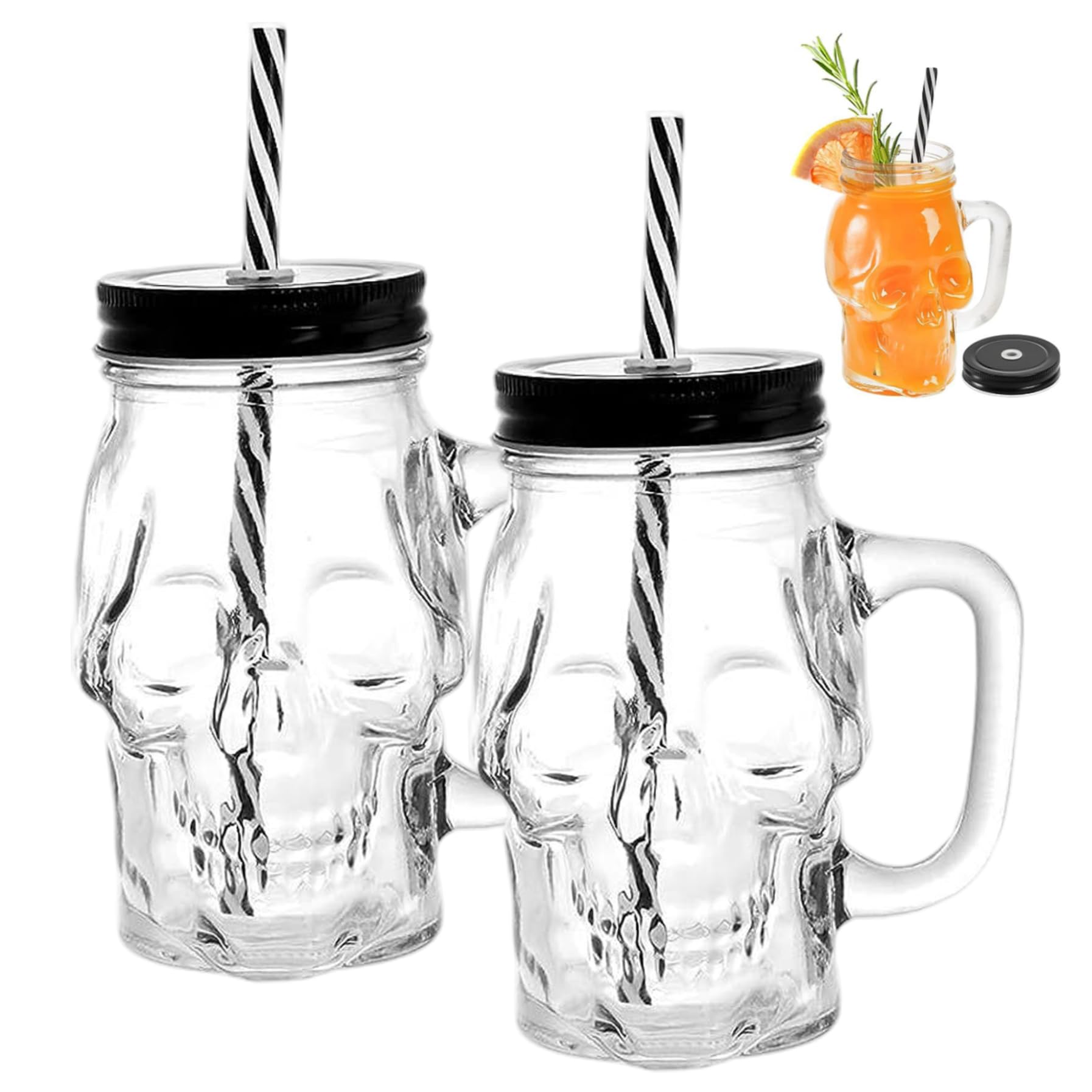 Gobelets en verre Halloween anti-renversement avec paille et couvercle 16 oz
