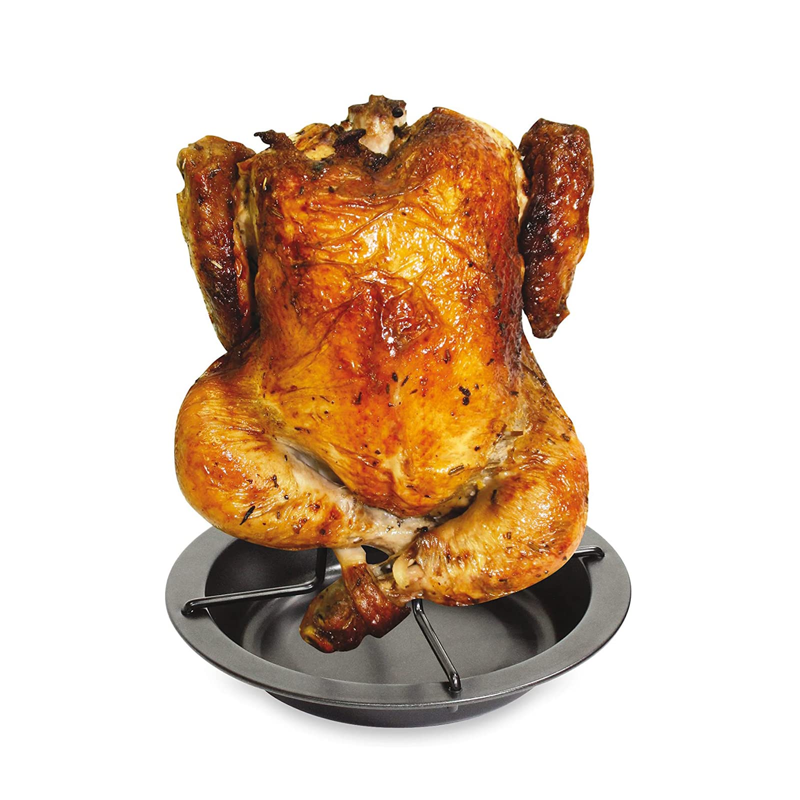 ORGNXChicken Roaster Rack,Vertical Stainless Steel Turkey Grill Pan Stand,Chicken Holder Beer Can, with Drip Pan for Oven,Bbq, Grill Accessories