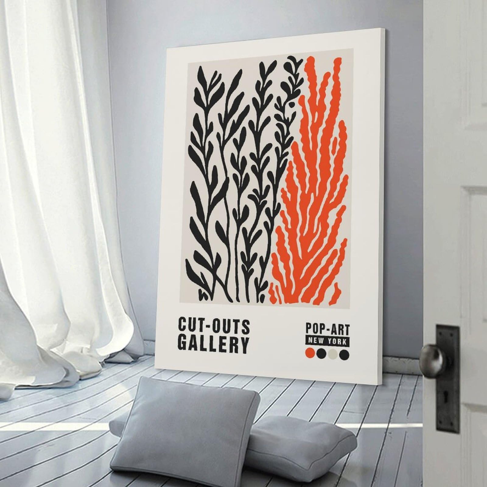 Junmoney Canvas Wall Decor Retro Coral Shapes, 12x18inch(30x45cm), for Gallery Wall Layouts in Home Or Office, Home Wall Art for Statement Displays