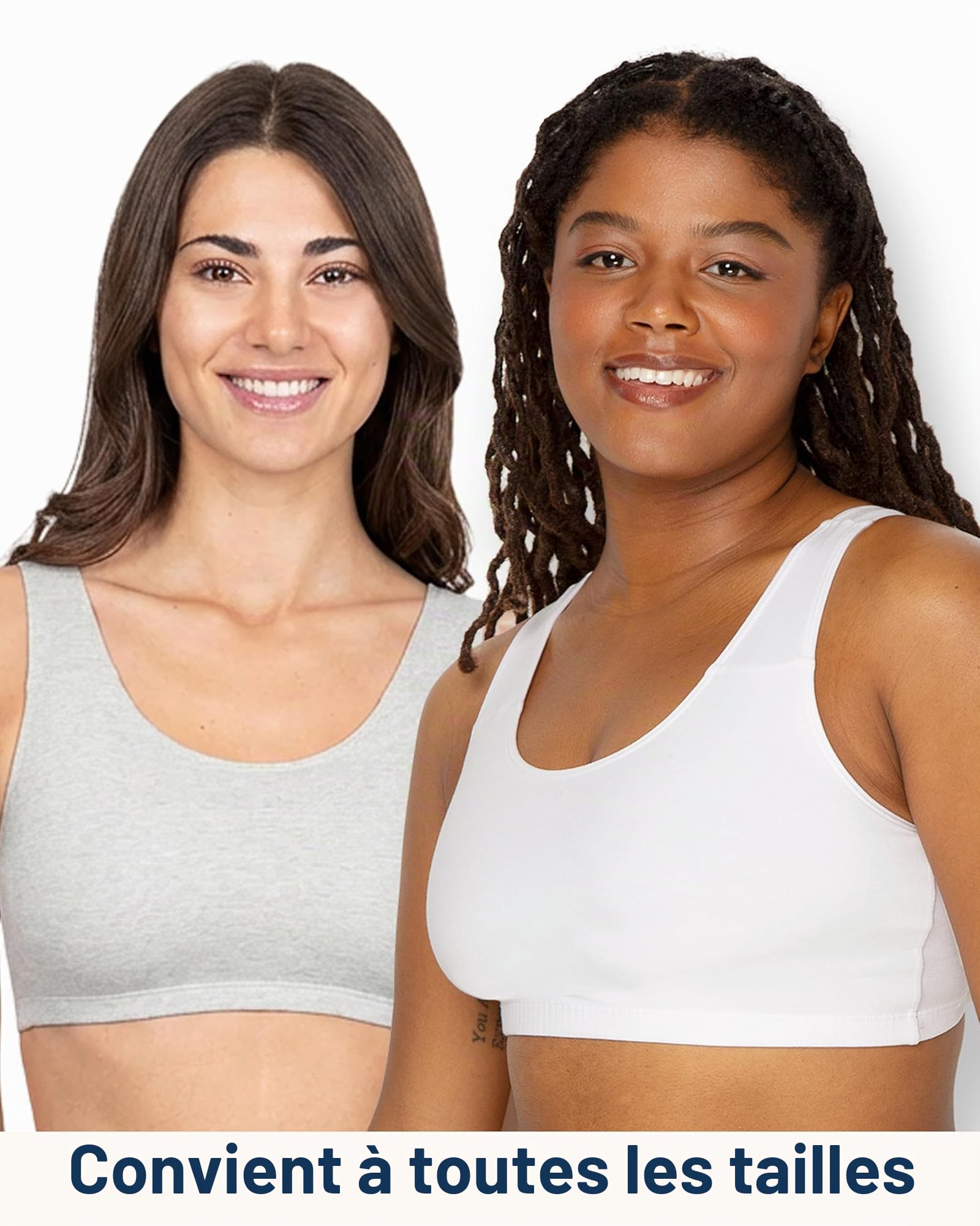 Fruit of The Loom Tank Style Cotton Sports Bra Soutien-Gorge de Sport Femme (Lot de 4)