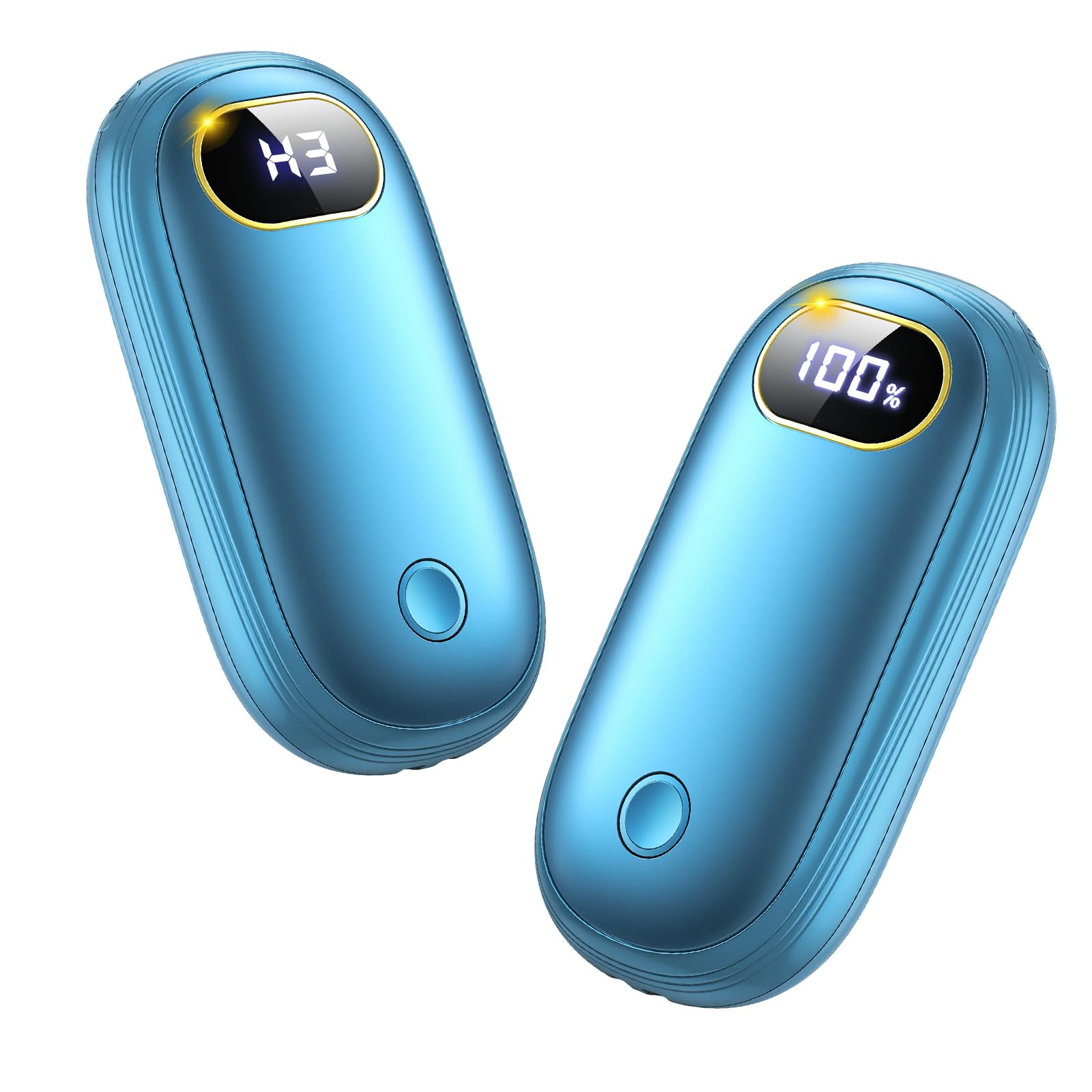 Electric Hand Warmers Rechargeable with Power Bank, LED Display, 17Hrs Warmth, Dual-Side 4 Levels Fast Heating Portable Pocket Heater for Hunting, Camping, Golf, Outdoor, Gifts for Women/Men