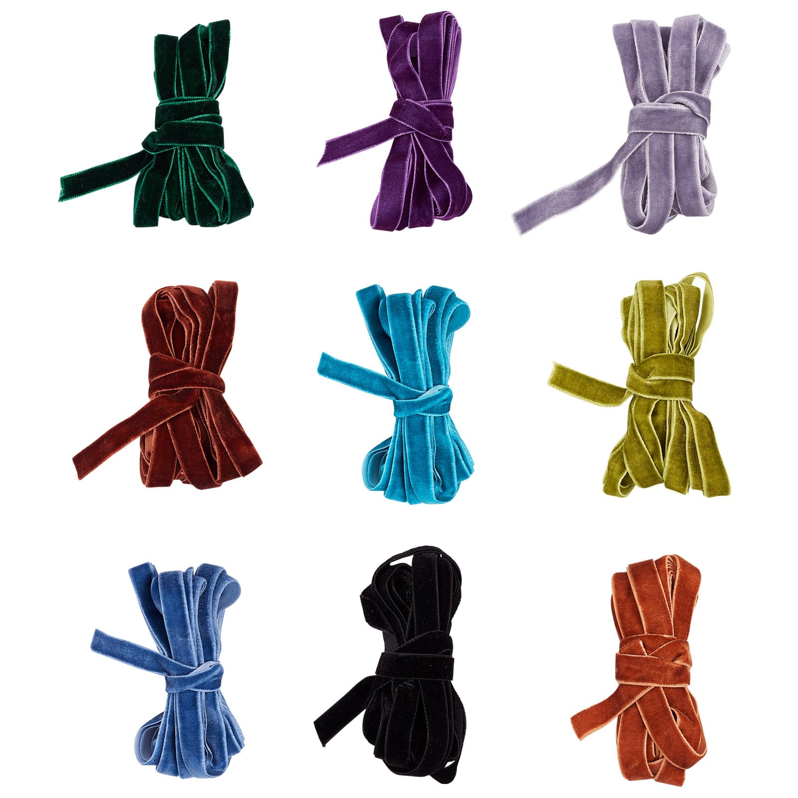 Craftdady 27 Yards Single Face Velvet Ribbon 3/8 inch 10mm Decorative Velvet Ribbons Flocking Ribbon for Gift Packing Bowknot Making Clothes Accessories, 9 Colors