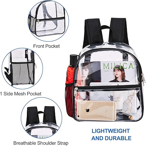 Miniatura 4 de USPECLARE Clear Backpack for Stadium Approved 12×6×12, Water proof Clear Bag for Stadium Events and Concert Work Sport EventBlack