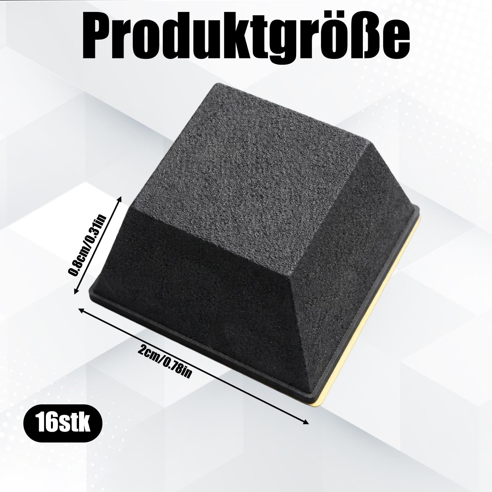 Lot de 16 pieds en caoutchouc autocollants - 20 x 20 mm - Amortisseur de vibrations et pieds antidérapants (noir)
