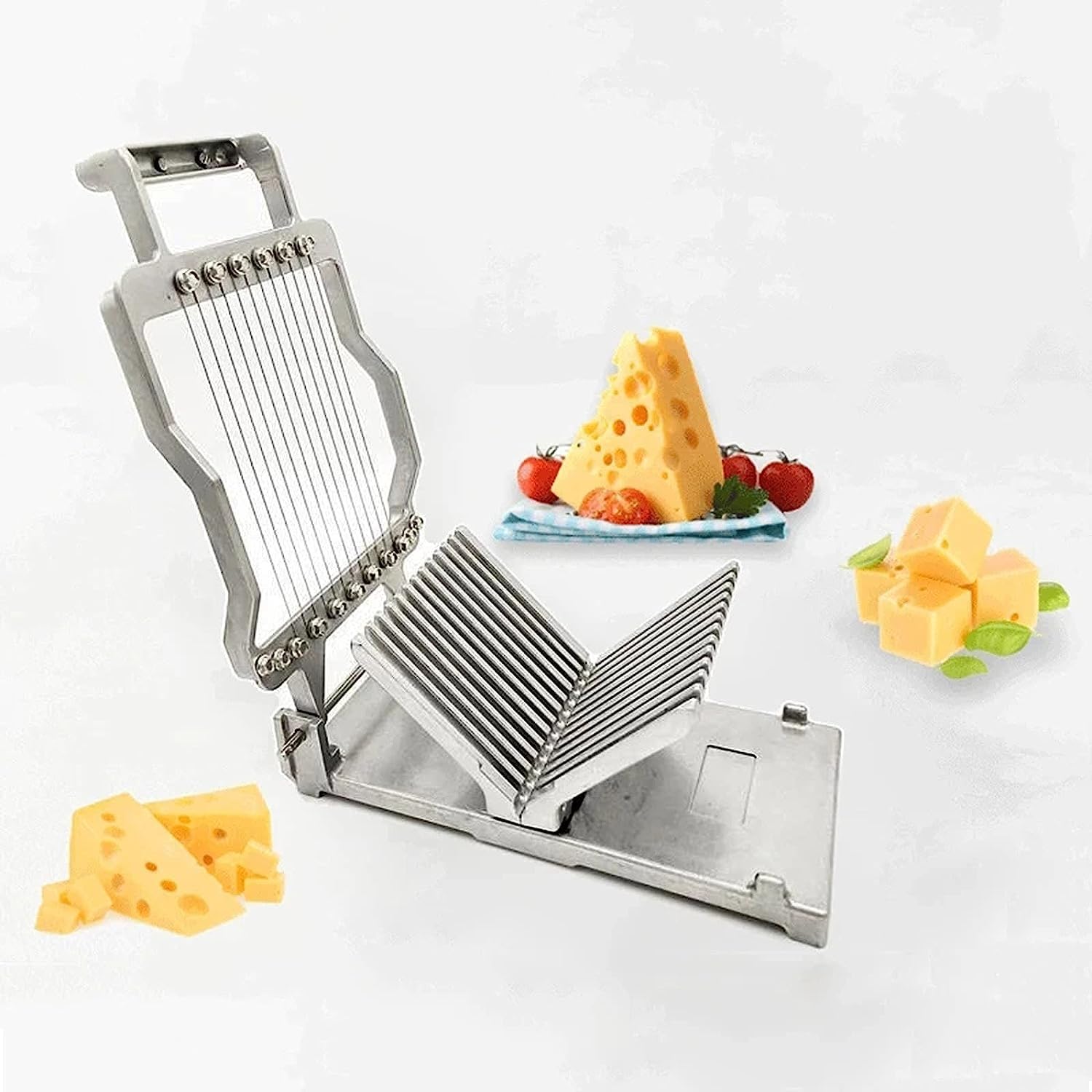 Käseschneider mit 6 Edelstahldrähten für Weichkäse, Butter, Foie Gras - Verstellbarer Drahtkäsehobel für perfekte Scheiben