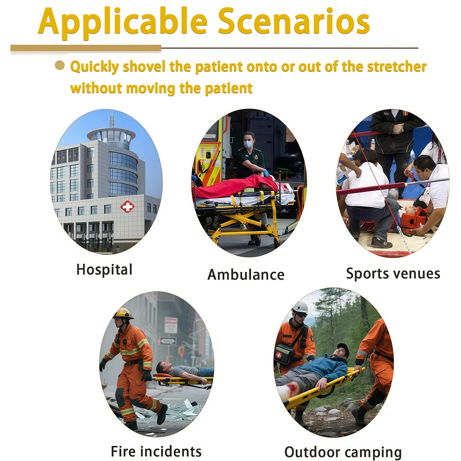 Camilla De Emergencia MéDica, Camilla Plegable PortáTil, Camilla con Correas, Capacidad De Carga: 177 Kg, para Rescate MéDico De Emergencia, Ambulancias Y Bomberos