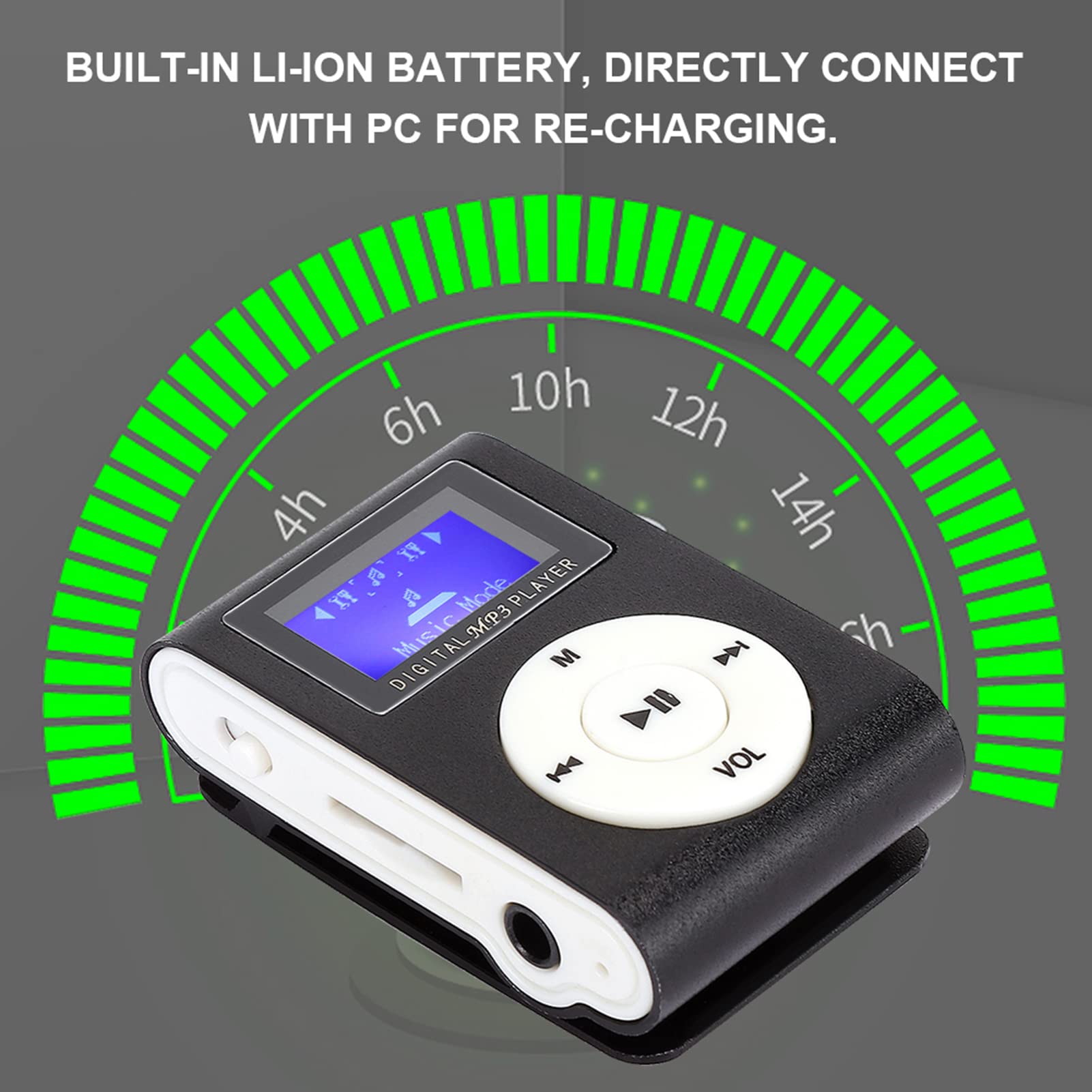 Mini Lecteur MP3 Portable Avec Clip Arrière Et écran LCD Label