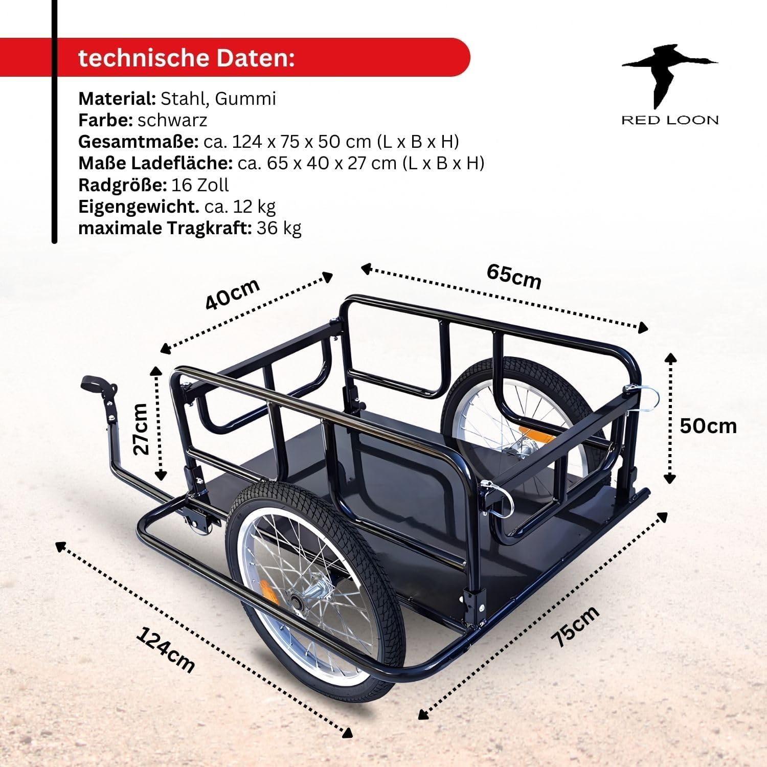 Red Loon Cargo Remorque de transport pour vélo