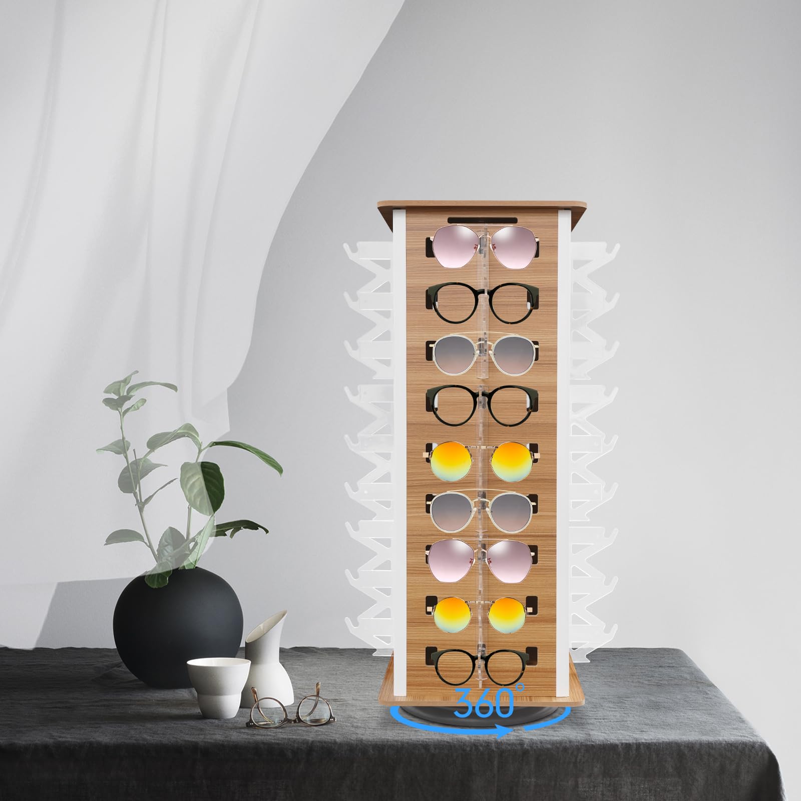 Display Rack Support de lunettes de soleil rotatif à 360° pour 36 paires de verres, support de présentation, porte-lunettes, présentoir moderne pour opticiens et boutiques