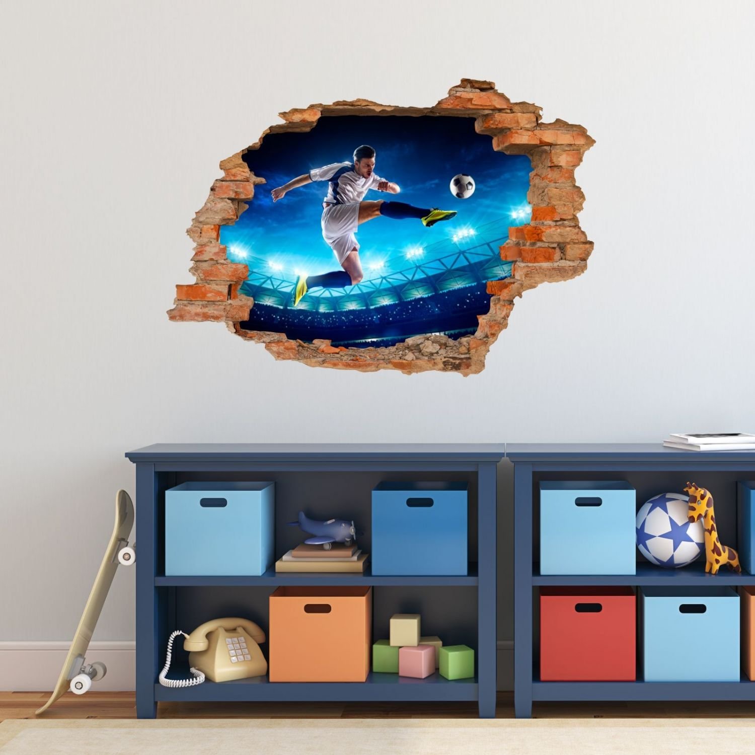 nikima 032 - Adesivo da parete, motivo calciatore, per cameretta dei bambini, dimensioni 1500 x 1000 mm