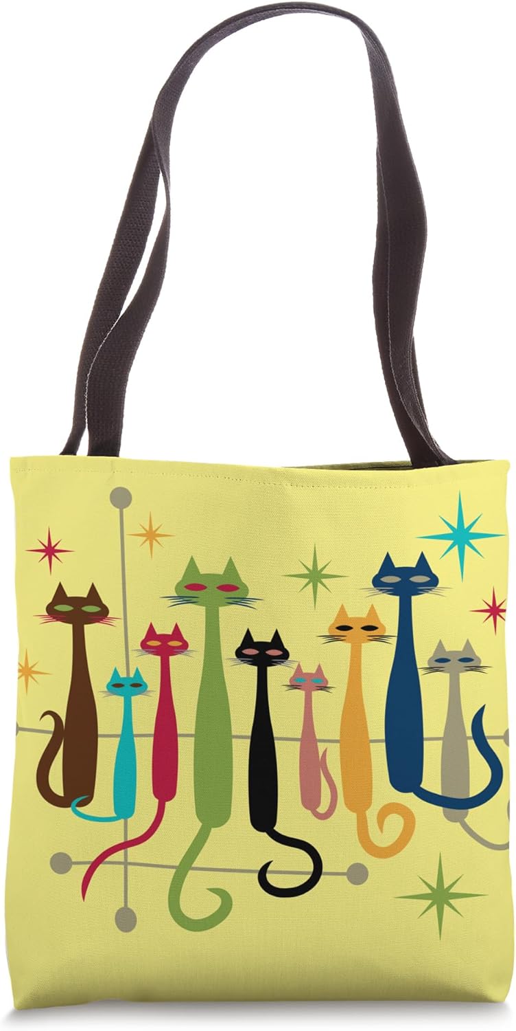 Vintage Retro Mid-Century Modern Look Cats 50s 60s Style Tote Bag