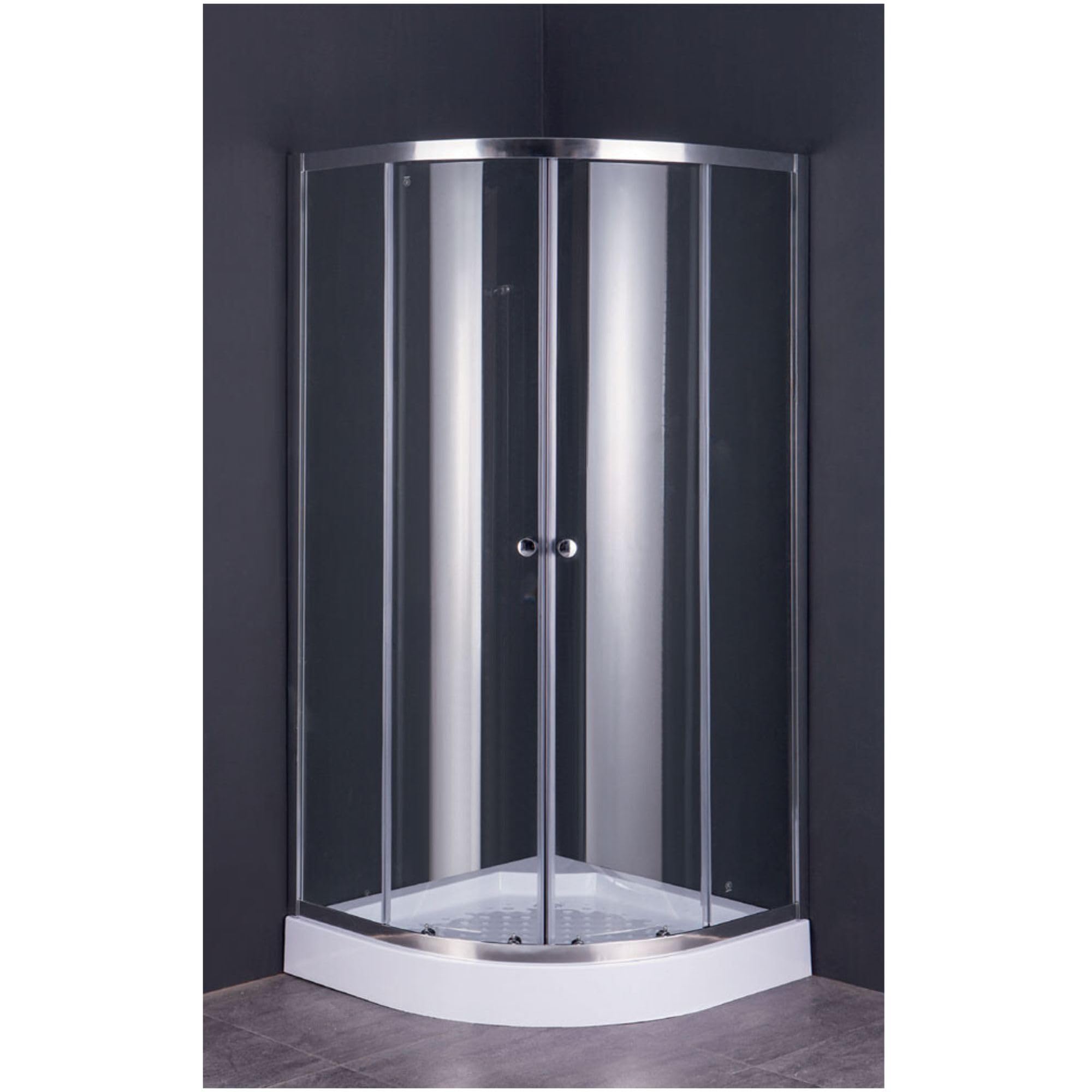Box Doccia 80x80 cm in Cristallo Semicircolare Due Porte Rubino- Elegante e Funzionale, in Cristallo Temperato con Telaio in Alluminio Cromato, Apertura Scorrevole e Profilo di Compensazione