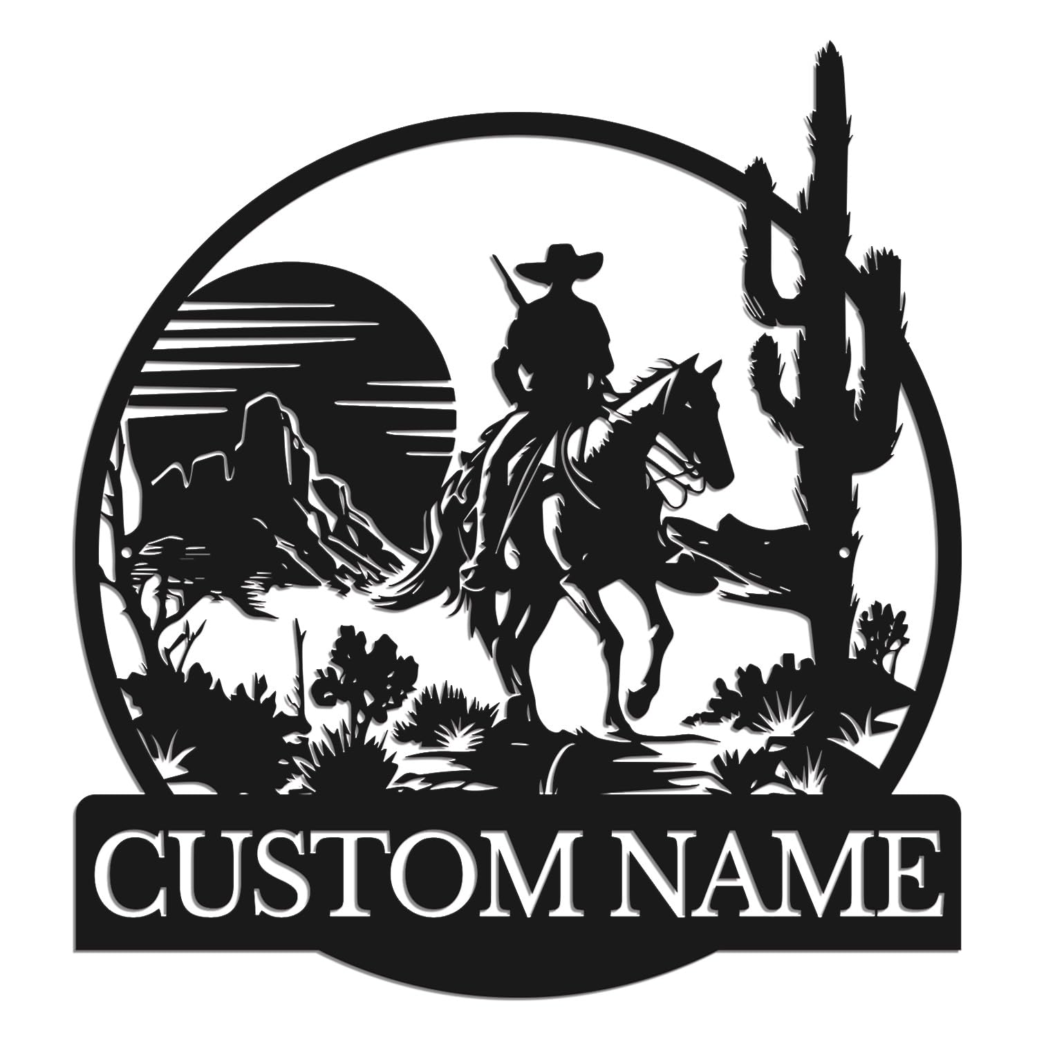 Houdoum Style-6 Personalized Custom Cowboy Metal Sign,Personalized Name Sign,Farmhouse Decor (Style-6)