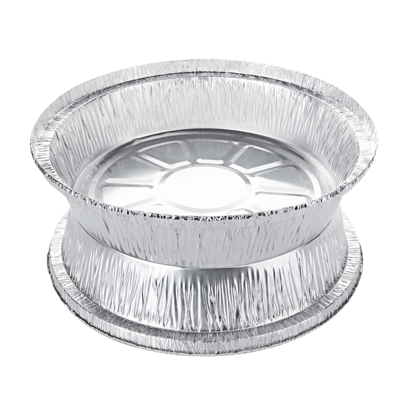 YAYODS 40 recipientes de aluminio de 12 pulgadas, bandejas redondas desechables con tapas de plástico transparente, fundas de aluminio duraderas y de grado alimenticio para hornear alimentos y