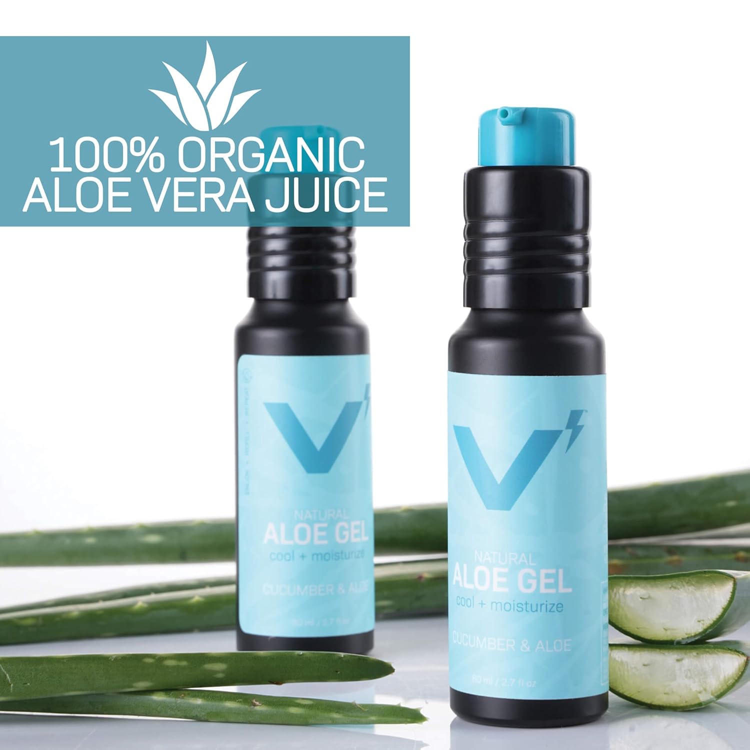 VOLT 100% Pure Organic Aloe Vera Gel, Fast-Absorbing Sunburn Relief & Face/Body Moisturizer, Undiluted & Fragrance-Free, Free of Harsh Chemicals, Eco-Friendly Refillable Aluminum Bottle, 30 oz