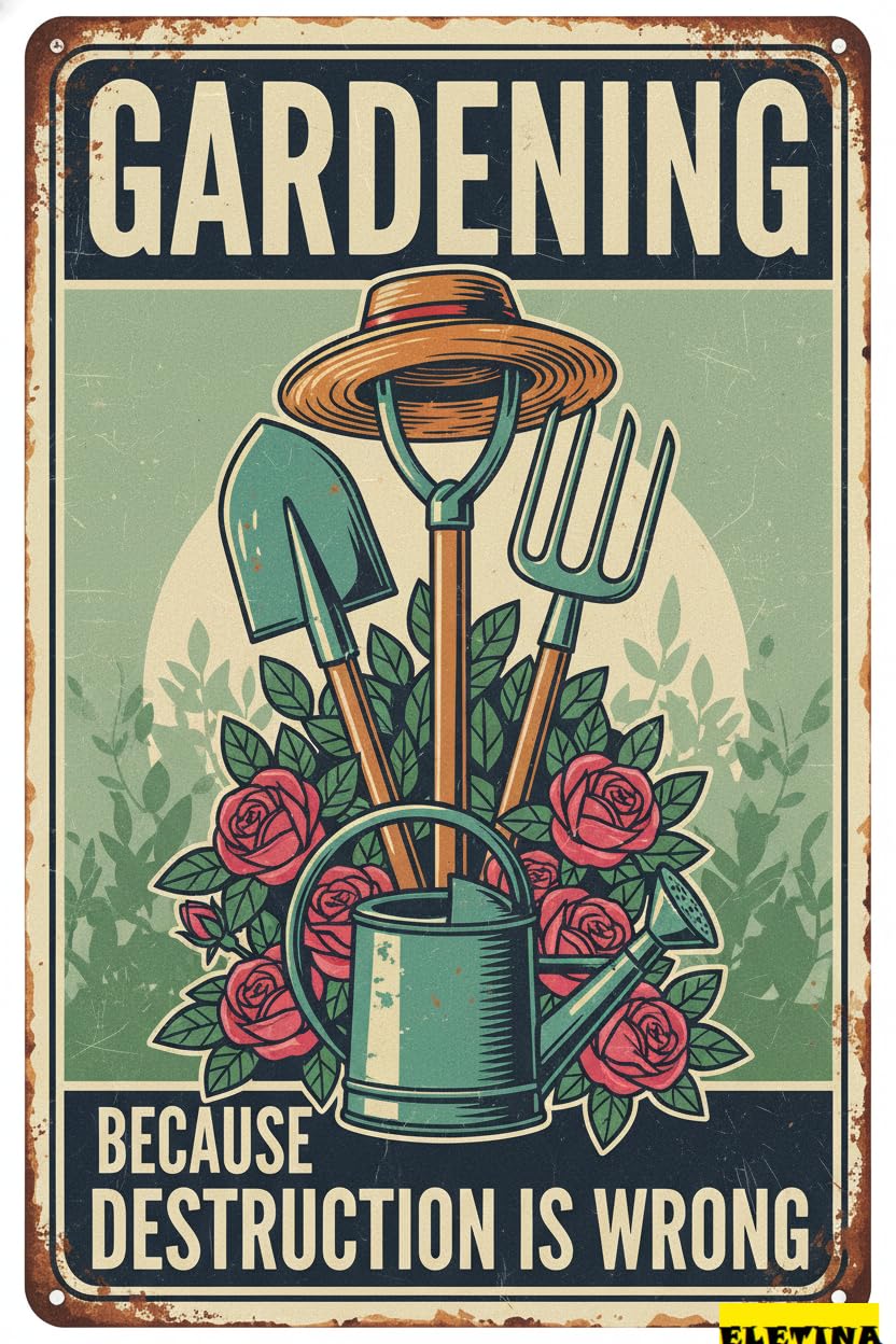 Vintage Metal Tin Sign for Gardening Because Murder Is Wrong Retro Aluminum Home Coffee Wall Decor 8x12 Inch Private Property Decorative