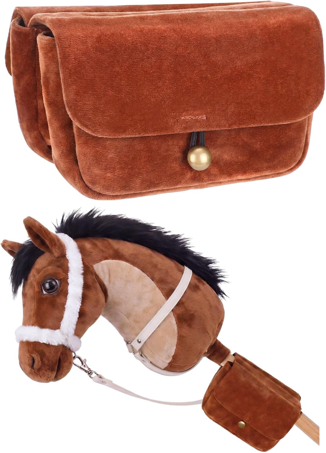 Hobby Horse Saddle Bag Hobby Horse Accessories Soft Fabric Mini Stick Pony Saddle Bag Equestrian Gift for Roleplay Events Competitions