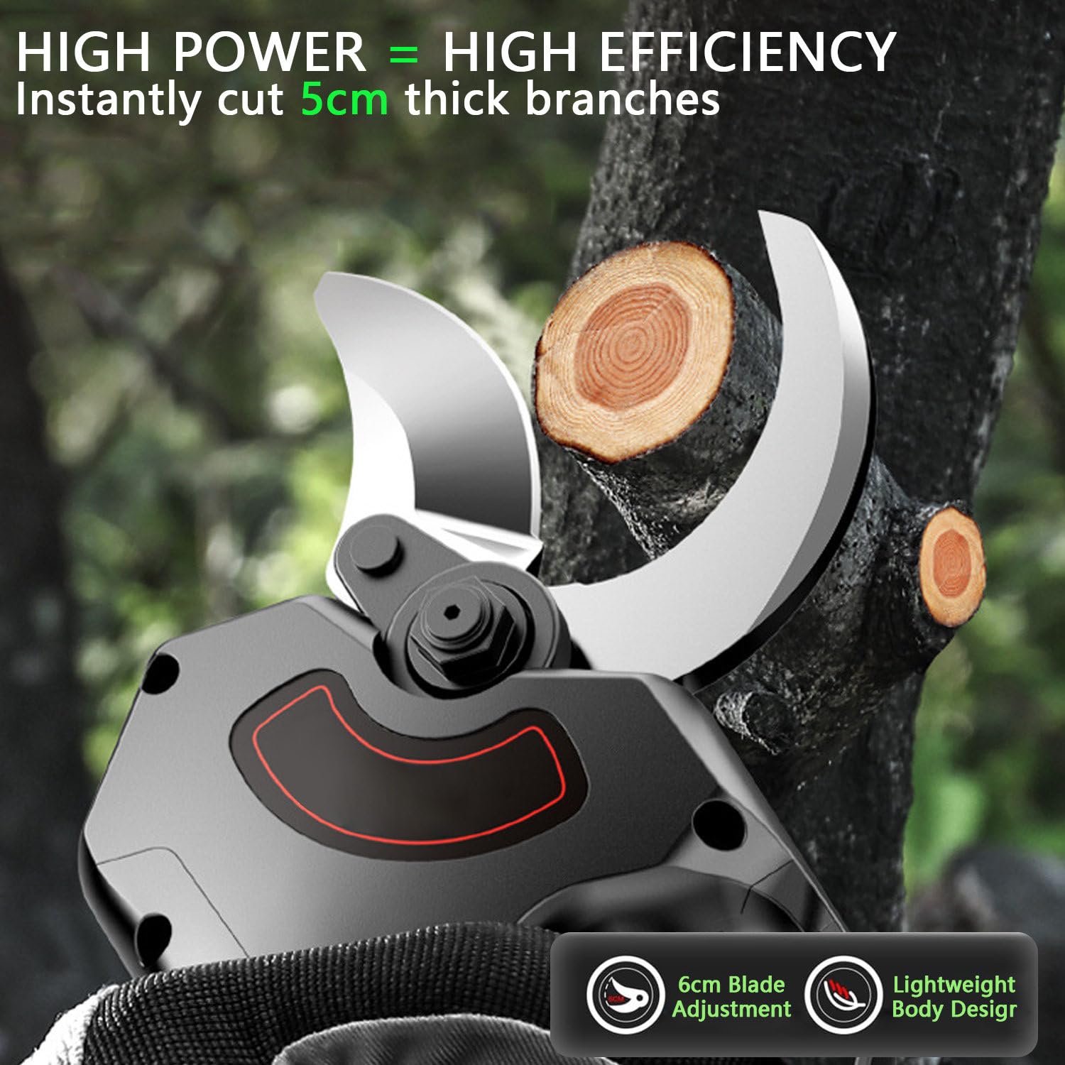 Tijeras De Podar Eléctricas, Tijeras De Podar Telescópicas Inalámbricas De 2.1M, Tijeras De Podar Con 2×4.5Ah Batería, Diámetro De Corte De 50mm, Tijeras De Ramas Para Jardinería