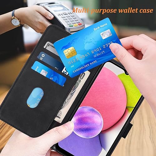 Miniatura 2 de Funda A03s, funda para Galaxy A03s, función atril, correa de muñeca, ranuras para tarjetero, funda protectora interior de TPU para Samsung A03s,