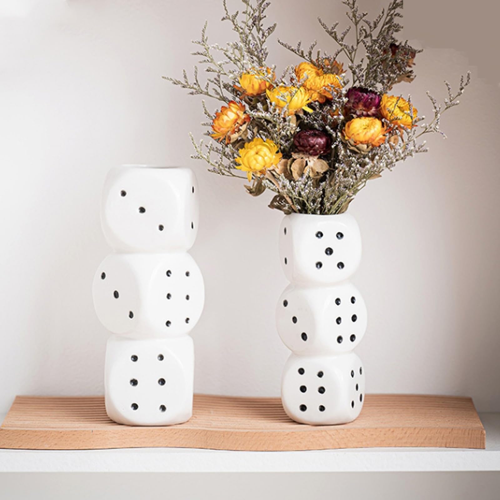 Amazon.com: Ceramic Triple Dice Vase, White Stylish Dice Flower