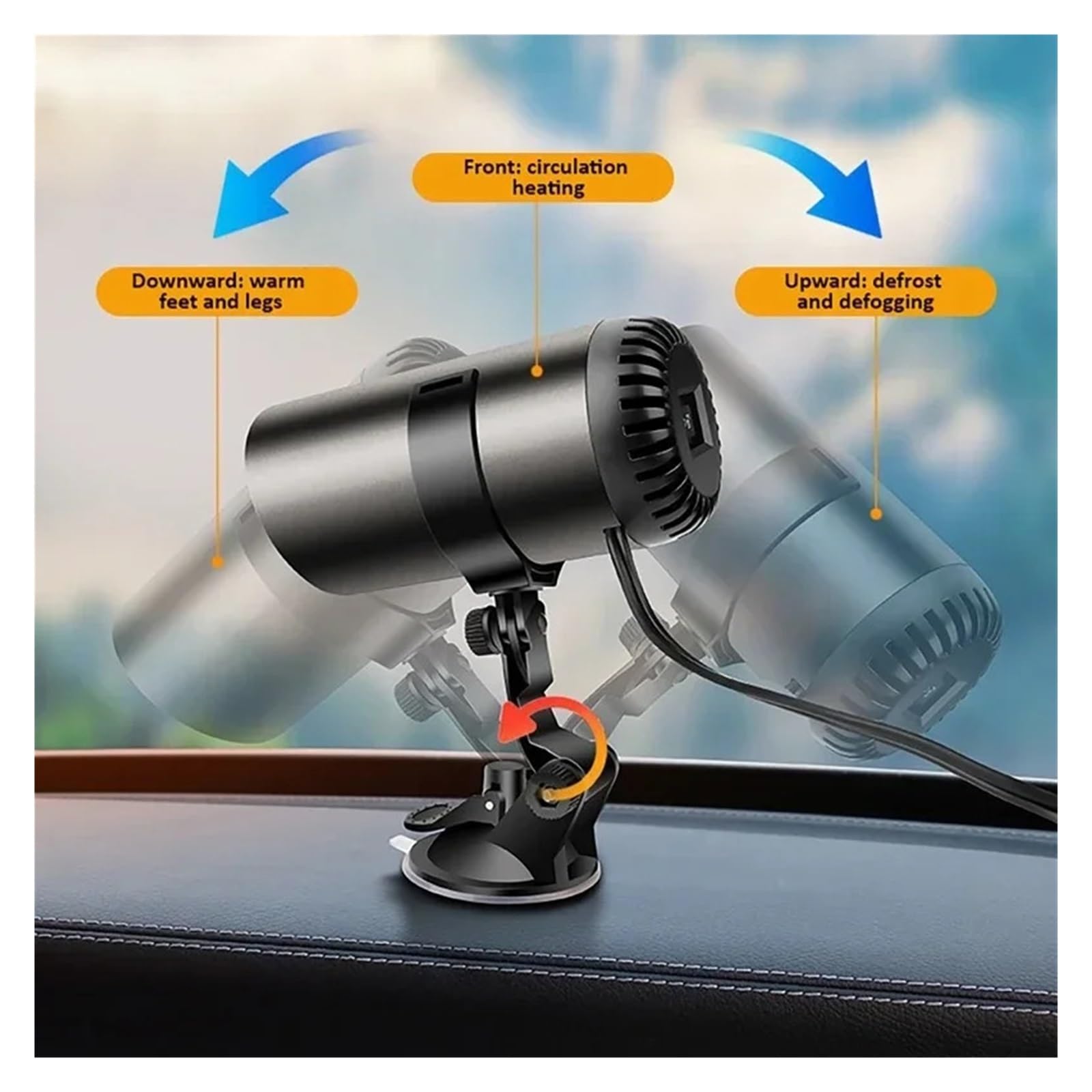 Auto-Heizlüfter 12V 24V 150W Schnellheizender, drehbarer Entfeuchter/Entfroster for Fahrzeug-Windschutzscheibe(24V)