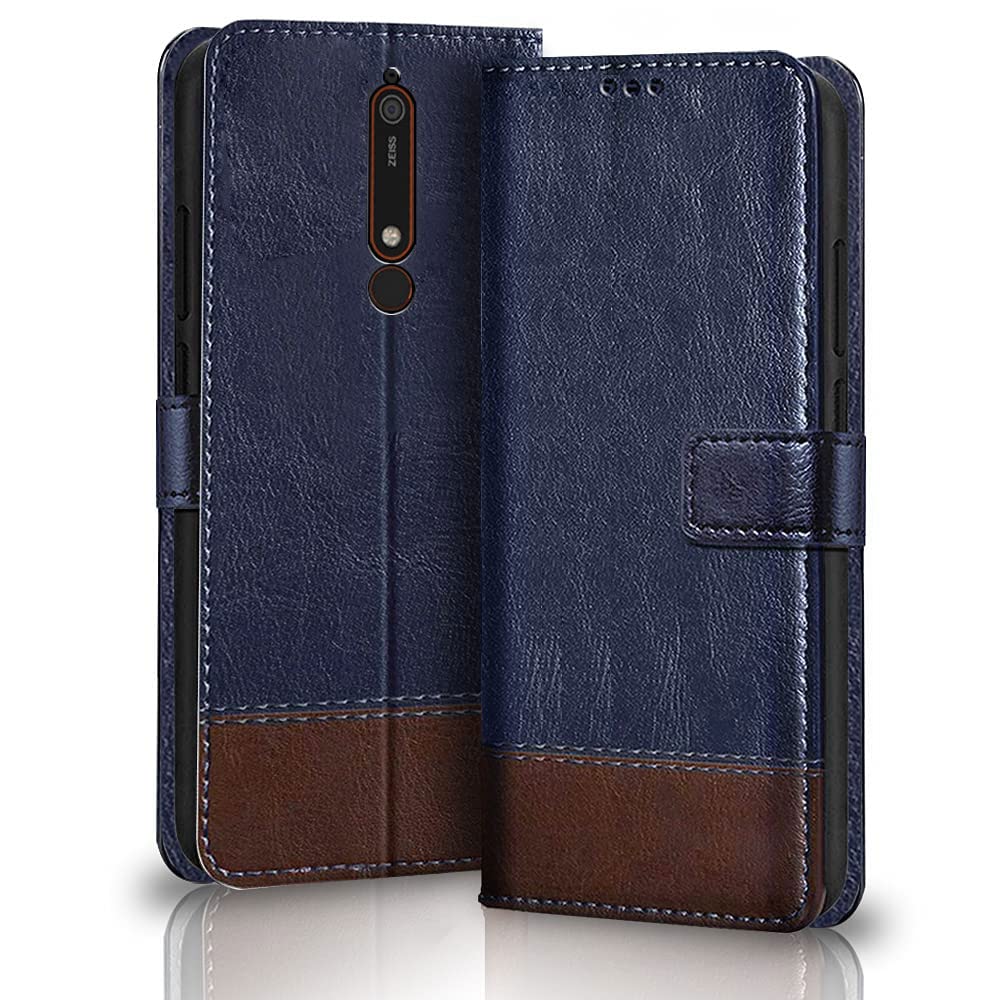 TheGiftKart Flip Back Cover Case for Nokia 6.1 (2018) | Dual-Color Leather Finish | Inbuilt Stand & Pockets | Wallet Style Flip Back Case Cover for Nokia 6.1 (2018) (Blue & Brown) (B09SFXX1XZ) Amazon Price History, Amazon Price Tracker
