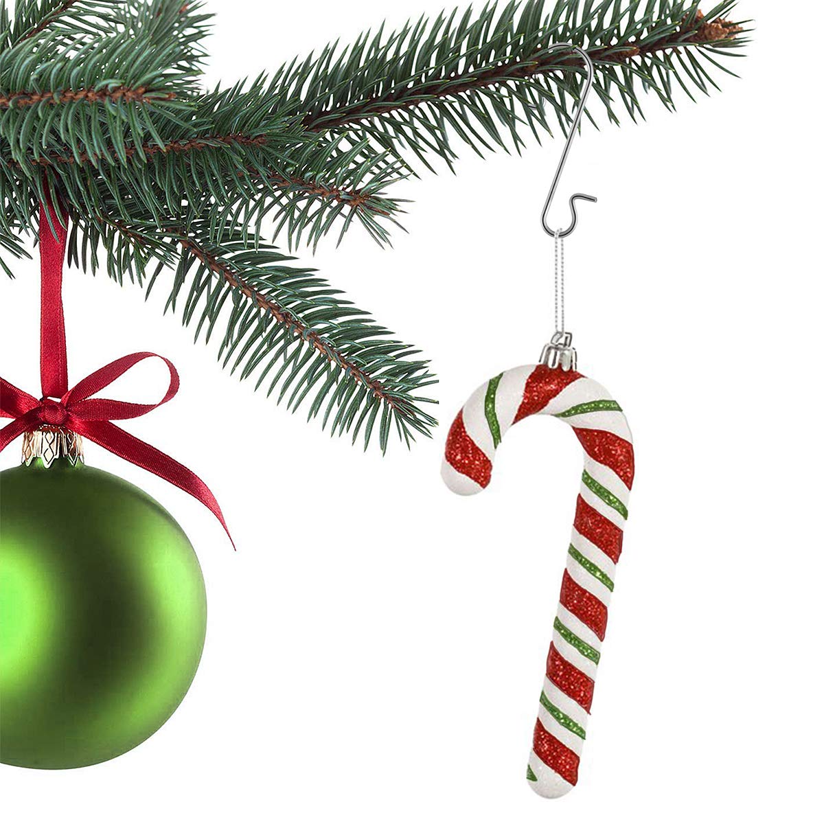 120 Crochets En S Pour Boules De Noël - En Métal Coloré Vert - Pour Décorations De Sapin