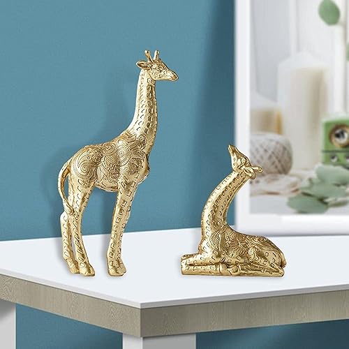 Miniatura 6 de 1 par de estatua de jirafa moderna figura de jirafa escultura animal de resina para gabinete de vino, gabinete de TV, decoración del hogar