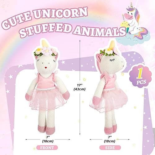 Miniatura 8 de Shappy Animales de peluche de unicornio de Navidad de 17 pulgadas, de lana, bailarina, unicornio, bailarina, juguetes para niñas, regalo de
