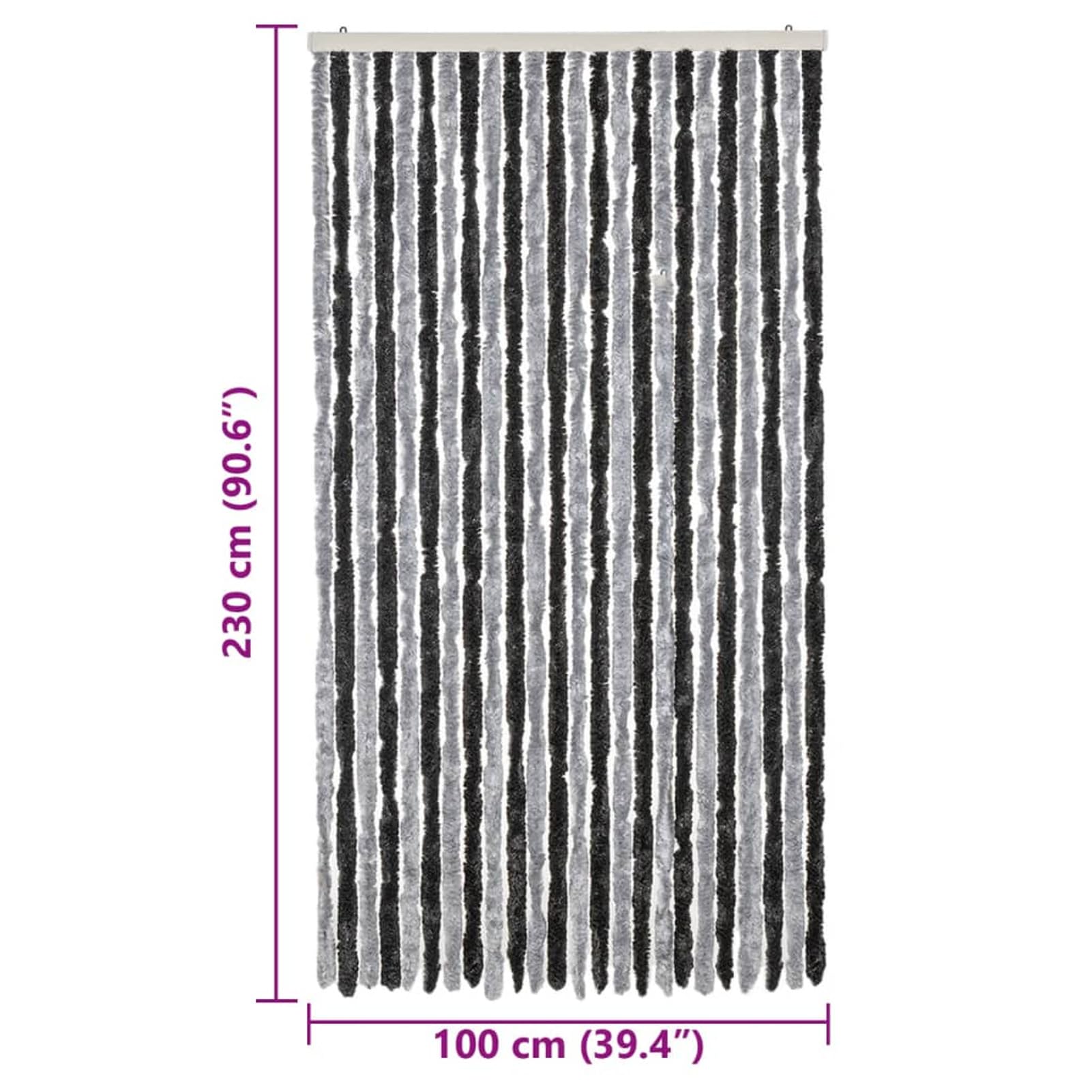 ZEYUAN Tenda Antimosche Grigia e Nera 100x230 cm in Ciniglia,Tenda Antimosche per Finestre e Porte Leggera Resistente all'Acqua Silenziosa Zanzariera Antiisetti-377331