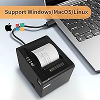 Vista 2 de Rongta POS Receipt Printer, 80mm Thermal Printer, ESC/POS, Restaurant Kitchen Printer with Auto Cutter Support Cash Drawer,USB Serial Ethernet