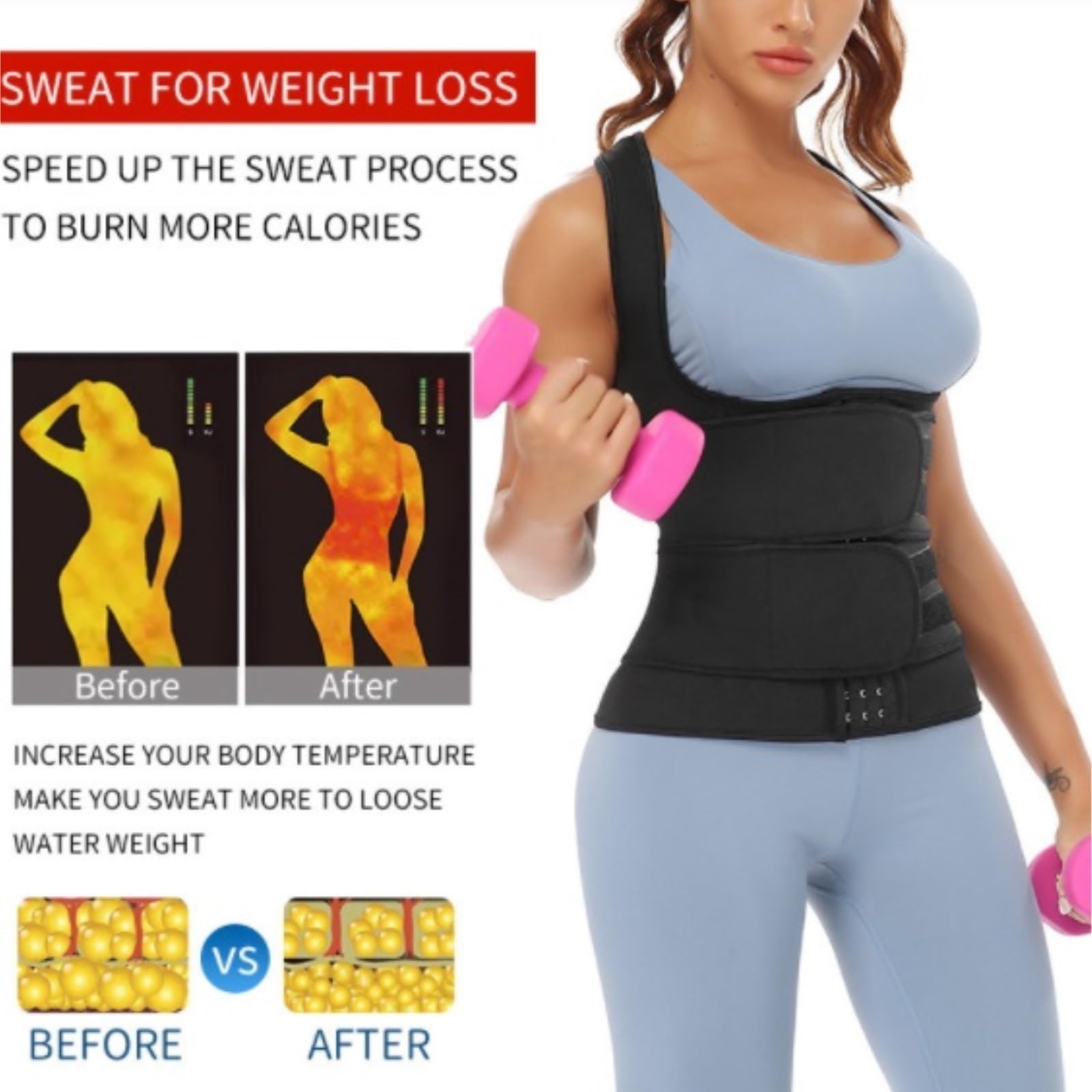 Faja Lumbar Chaleco De Entrenamiento De Cintura para Sauna, Faja Reductora De Sudor, Traje De Sauna, Faja Deportiva para Entrenamiento, Moldeador Corporal Cinturón Apoyo Lumbar(G,XL)