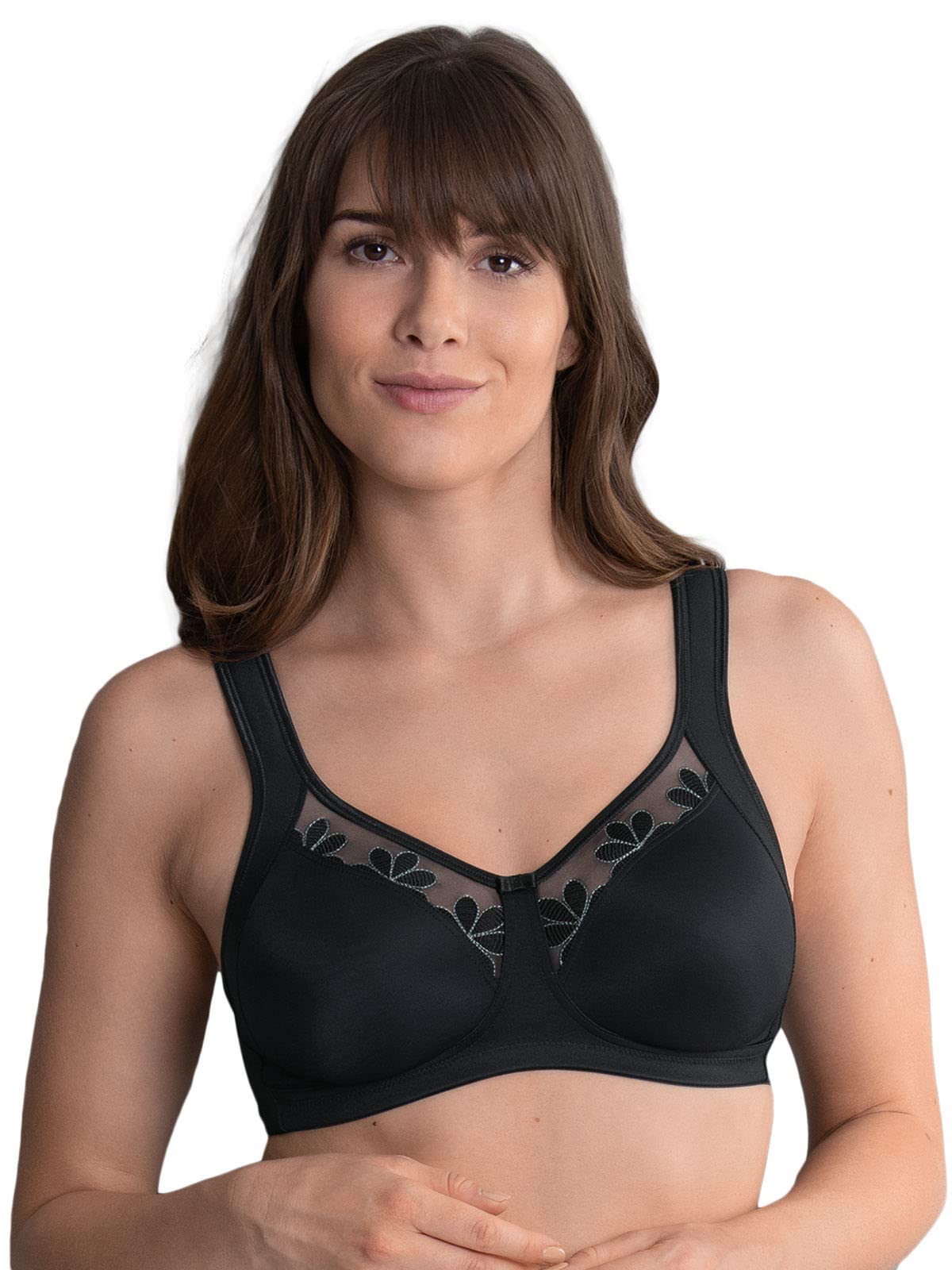 Anita Women’s Sophia 5808 Comfort Bra — Non-Wired, Moulded Cups, Floral Embroidery, Black 42D - View #6