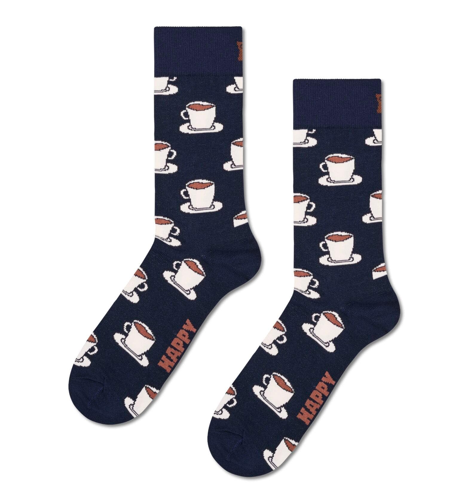 Happy Socks Chaussettes montantes à motif de café pour homme et femme, 36-40 & 41-46