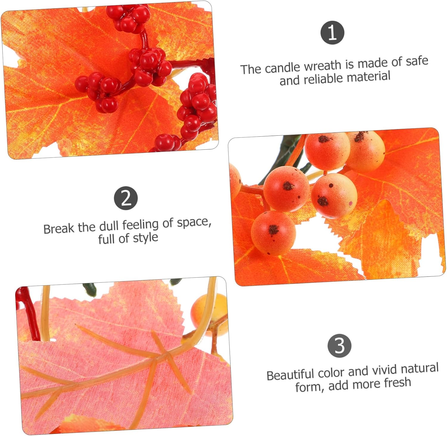 Garneck Decorative Maple Leaves Candle for Thanksgiving Table Decor Realistic Artificial Leaf Wreath Fall Centerpiece for Harvest Festival and Autumn Parties