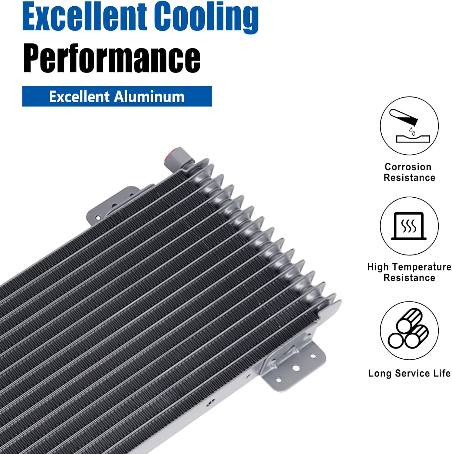 LokoCar Low Pressure Drop Transmission Oil Cooler LPD47391 4739 40,000 GVW with Mounting Hardware Silver