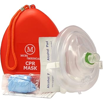 MCR Medical CPR Rescue Mask, Adult/Child Pocket Resuscitator, Hard Case with Wrist Strap