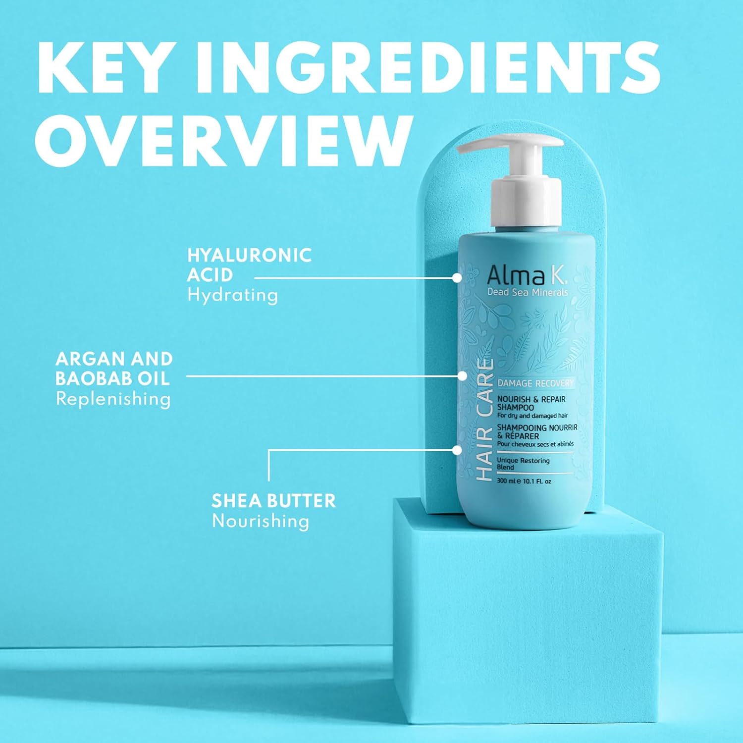 Alma K Nourish and Repair Shampoo - Moisturizing Shampoo for Women - Hair Growth Shampoo - Hydrating Shampoo with Argan Oil, Shea Butter - 10.1 oz - Image 3