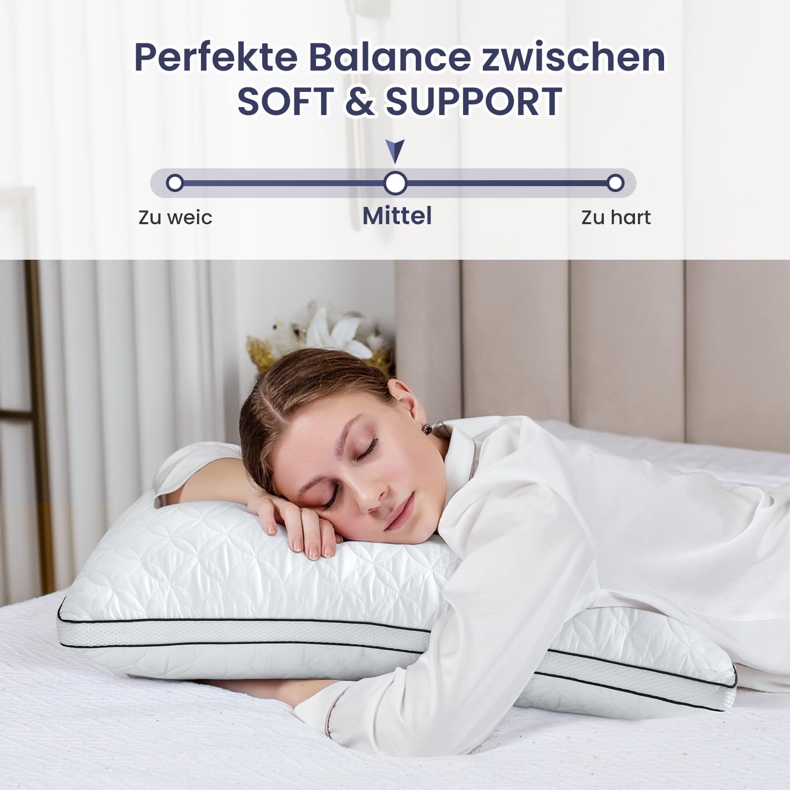 BedStory Kopfkissen 80x80cm 2er Set Kissen, Schlafkissen aus 2X1500g Mikrofasern, Atmungsaktive und waschbare Bettkissen,Ideal für Tiefen Erholsamen Schlaf,Öko-Tex Zertifiziert