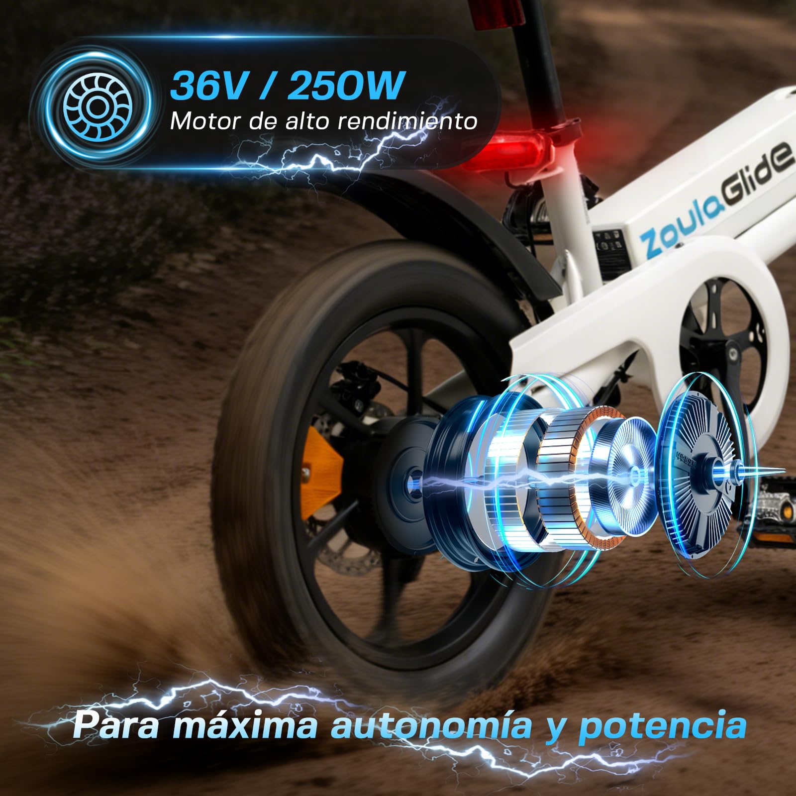 Bicicleta Eléctrica Plegable de 16x3, Batería Extraíble | 45km Autonomía, 25km/h con Asistencia de Pedal, Pantalla LCD, Asiento Ajustable, para Adolescentes y Adultos