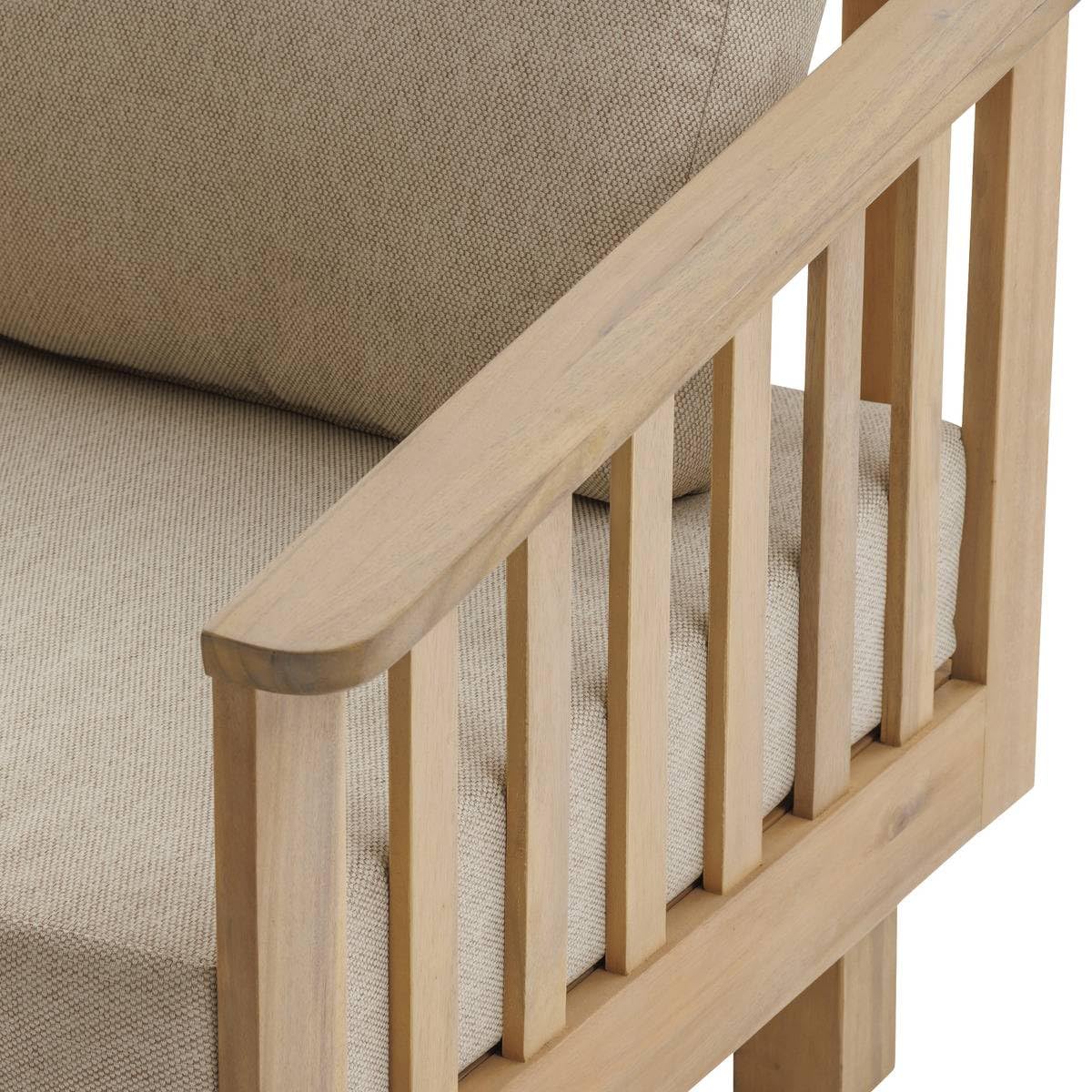 HESPERIDE - Fauteuil de Salon Jardin Xenia Acacia - Coussins Déhoussables - Tissu Déperlant - Mobilier Extérieur pour Terrasse Balcon Patio