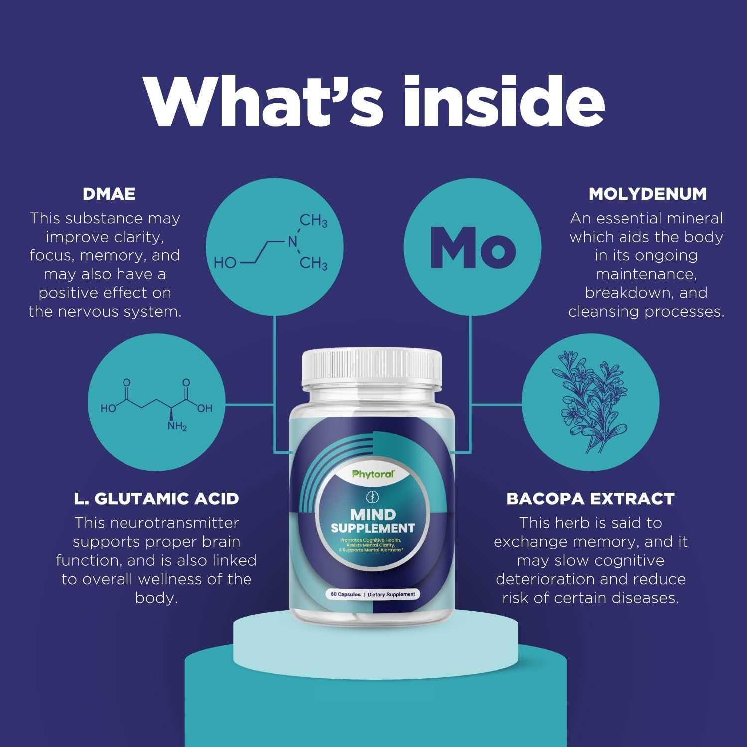 Nootropic Brain Supplement for Memory and Focus Enhancement - Vitamins for Brain Mental Health & Clarity - Cognitive Health Complex for Mind's Vitality & Mental Alert - 60 Count — Amazon image 5