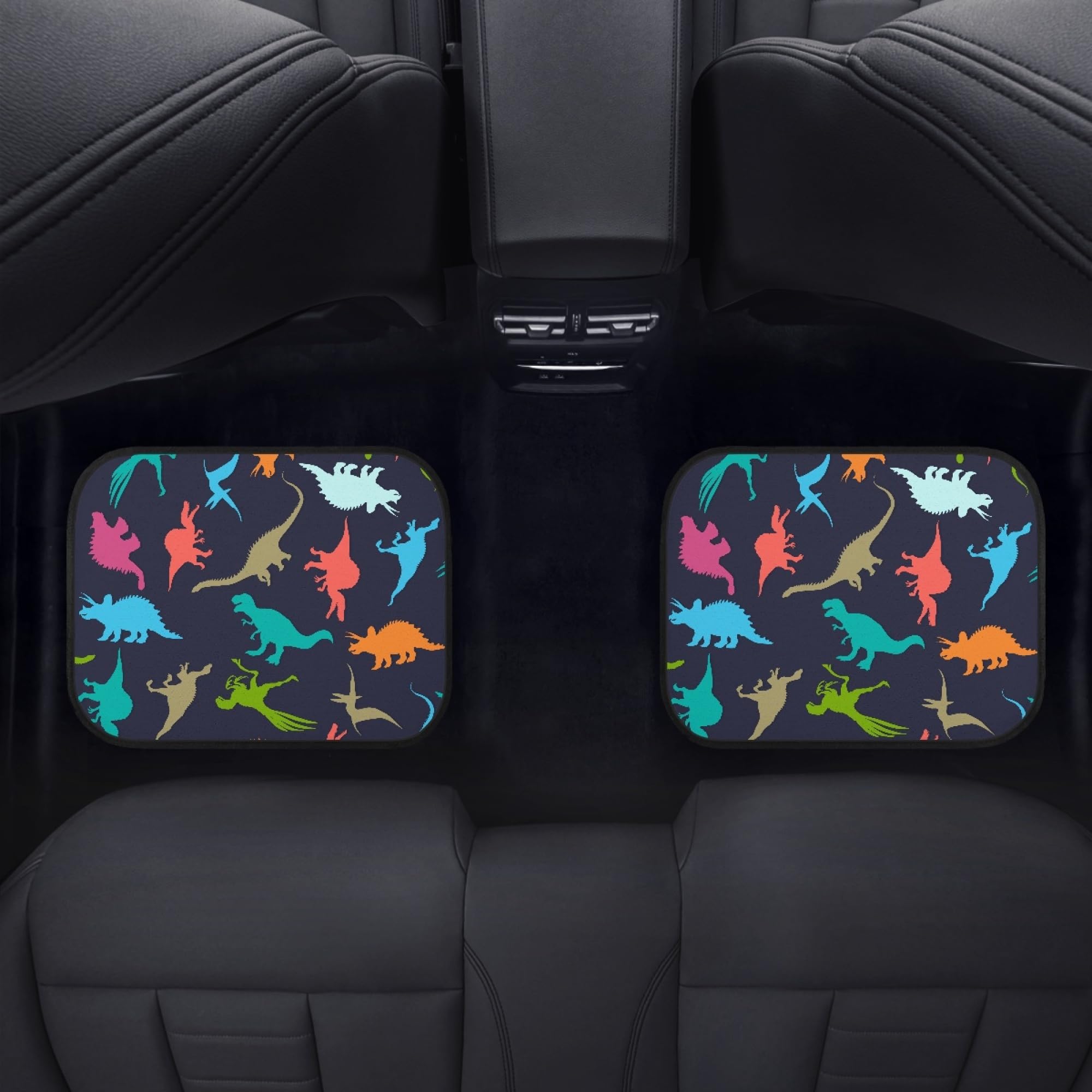 YINGQIGUAN Cartoon Dinosaur Car Floor Mats Carpet Universal Colorful Dinosaur Silhouettes Doodles Illustration Floor Mats for Cars Vehicle — view 4