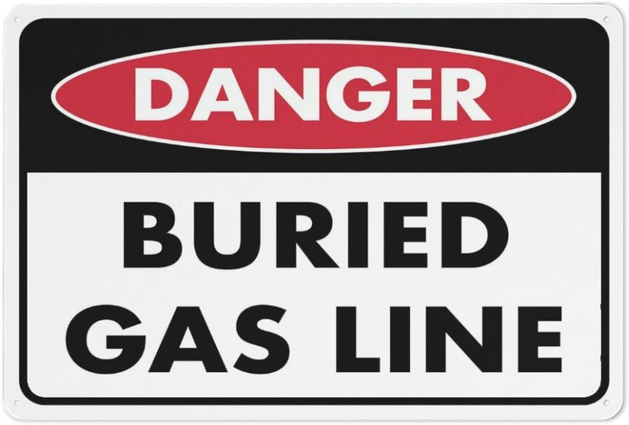 (2-Pack) Metal Tin Sign Danger Buried Gas Line Sign 12X8 Inch Uv Ink Printed For House And Business