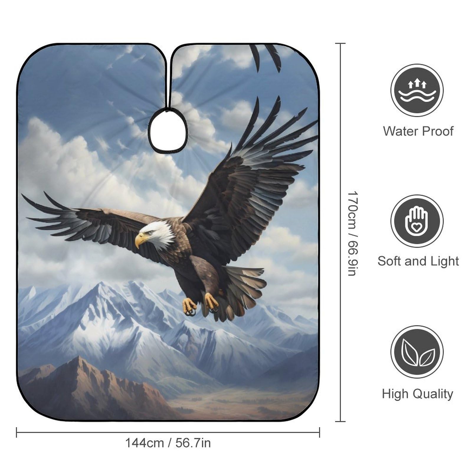 Flying Bald Eagle Hair Cutting Cape for Men Women Waterproof Barber Cape Adjustable Salon Haircut Capes