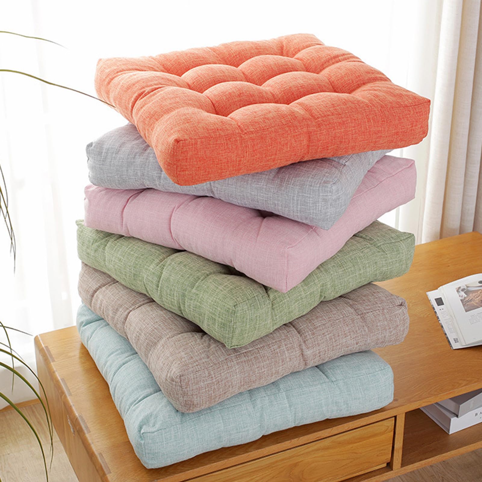 Set di 2 cuscini rialzanti grandi per poltrona, in cotone e lino, 53 x 53 cm, comodi per sedie da pranzo, soggiorno, cucina, giardino, ufficio