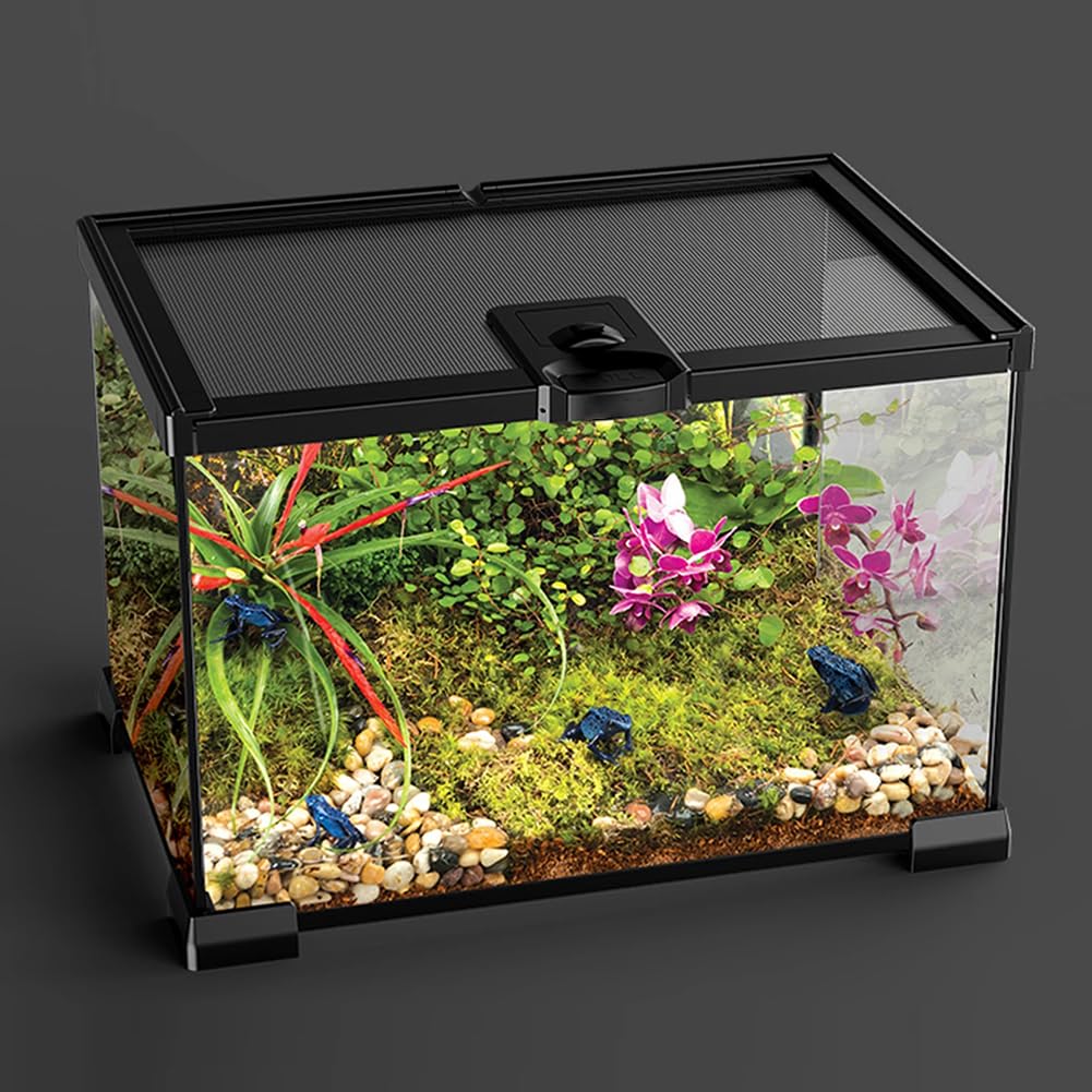 Reptilien -Schwimmglaswachstumspanzer, Transparentes Reptilien -Terrarium Mit Kabelloch, ECO -Regenwald -Fütterungsbox, Reptilienzüchterbox Für Stapel,H