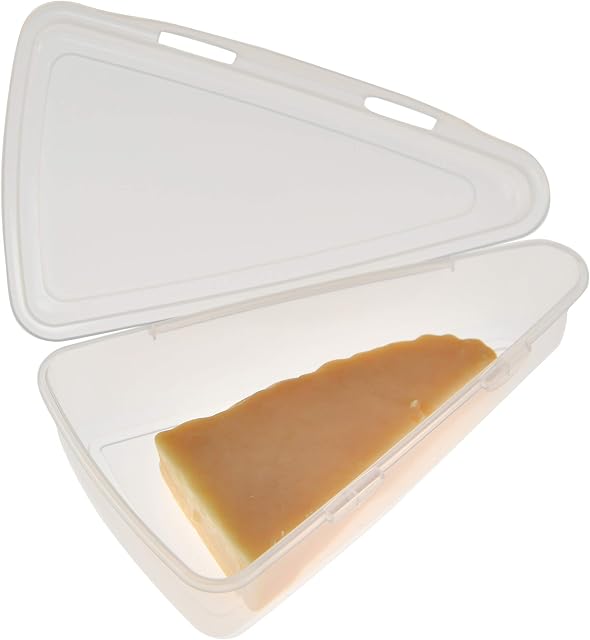 Home-X Triangle Cheese Container, Clear Plastic to-Go Containers for Cheese Wedges, Cake, and Pie Slices