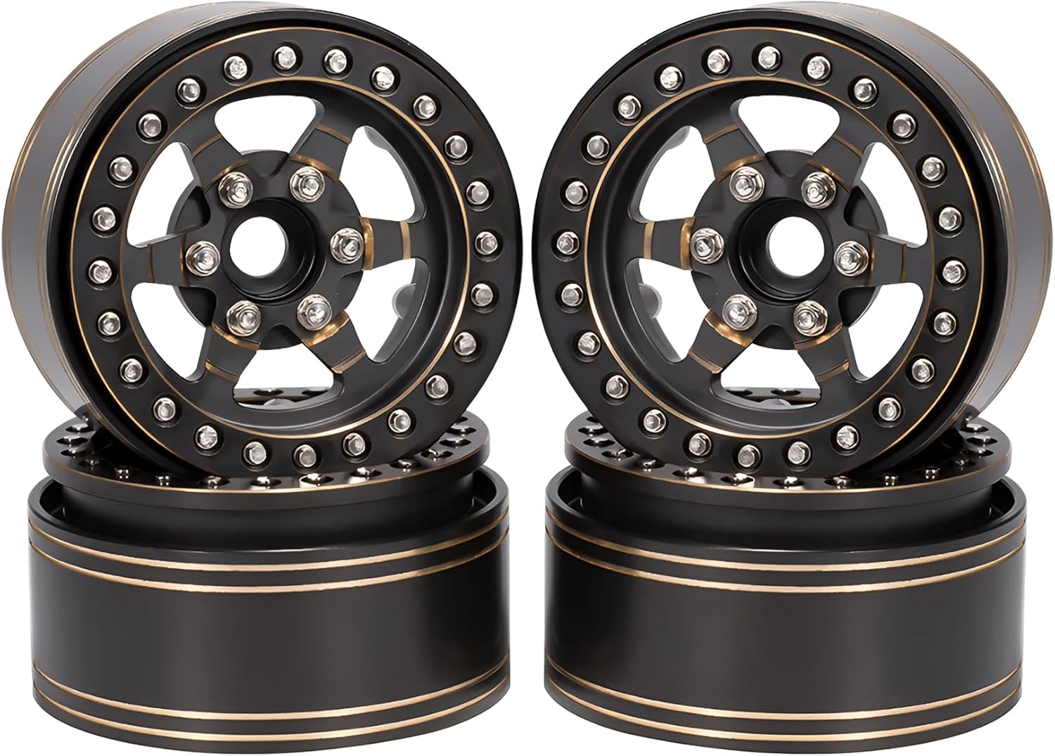AMK 1.9 Beadlock Wheels 4pcs 958g Brass Heavy 1.9 Wheels for 1/10 RC Crawler TRX4 Capra SCX10 D90 VS4-10 Gen8 CC01 TRX4 Upgrades Accessories