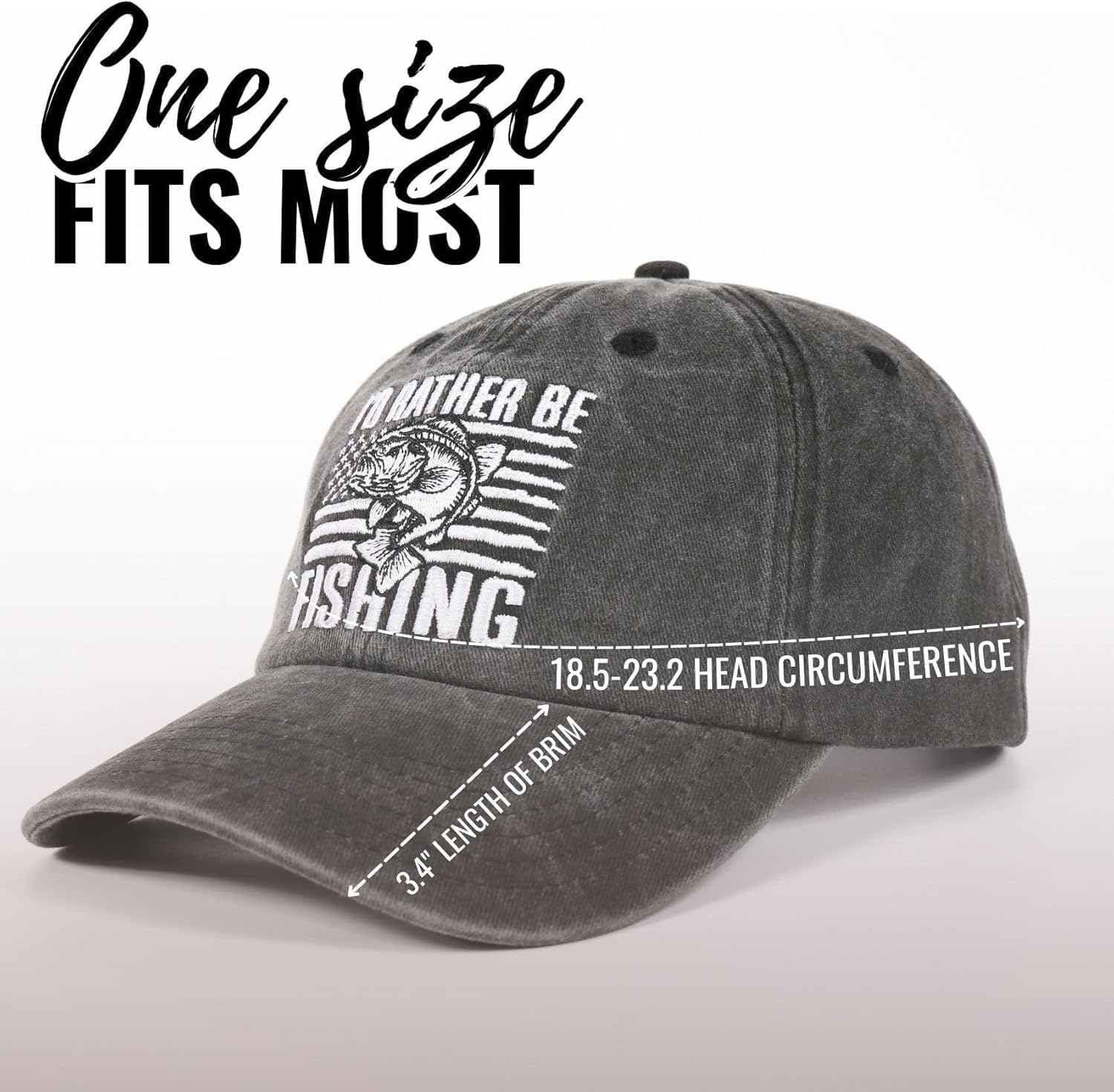 InnoBeta Fishing Gifts Cap for Men, Fishing Lovers, Funny Adjustable Embroidered Fishmen Gifts for Birthday, Christmas Black - Image 7